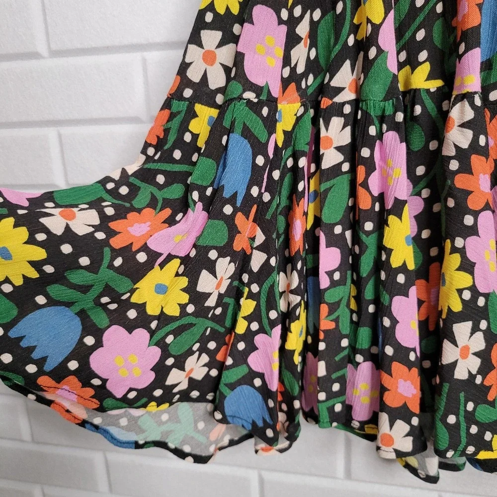 FRESHA LONDON Anita Dress‎ size Small black floral mini casual ruffle coquette